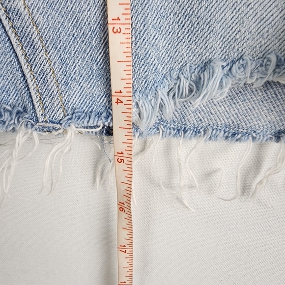 Free People We The Free Button Fly Denim A-Line Distressed Mini Skirt Size 30 - Picture 5 of 7